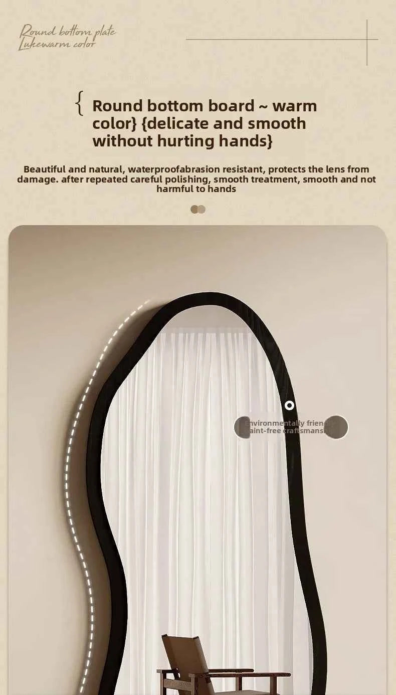 Luxury Chinese Style Full-Length Dressing Mirror Glass Wall-Mountable Floor Mirror for Home Bedroom Living Room Clothing Stores