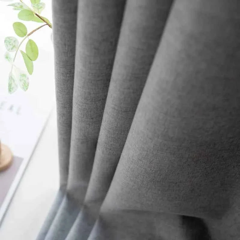 Modern 100% blackout curtains for door window thicken linen fabric curtains for bedroom