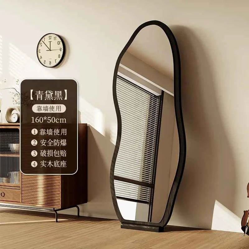 Luxury Chinese Style Full-Length Dressing Mirror Glass Wall-Mountable Floor Mirror for Home Bedroom Living Room Clothing Stores
