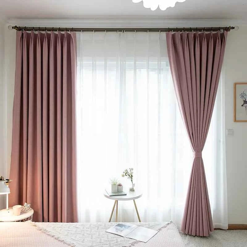 Modern 100% blackout curtains for door window thicken linen fabric curtains for bedroom