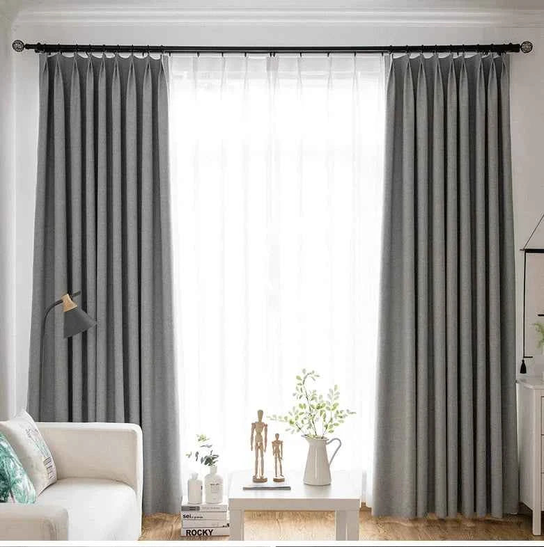 Modern 100% blackout curtains for door window thicken linen fabric curtains for bedroom