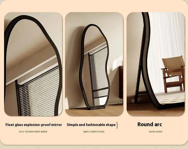 Luxury Chinese Style Full-Length Dressing Mirror Glass Wall-Mountable Floor Mirror for Home Bedroom Living Room Clothing Stores