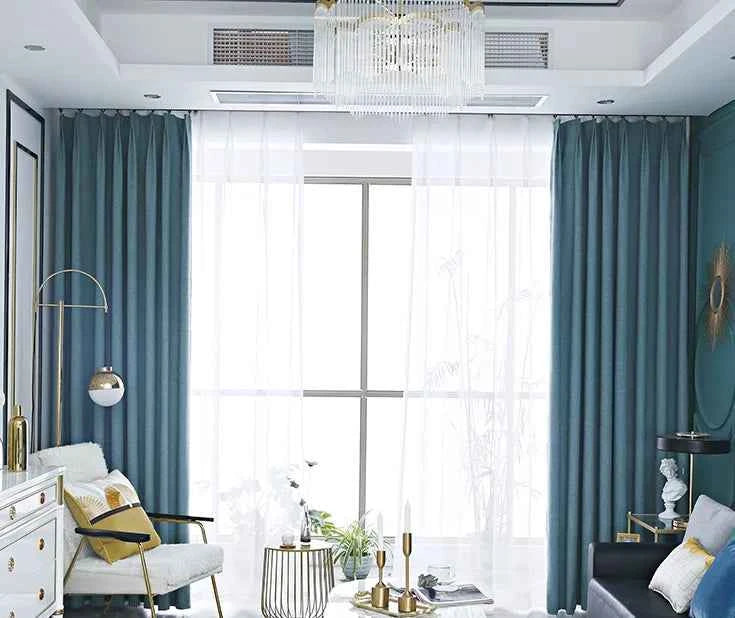 Modern 100% blackout curtains for door window thicken linen fabric curtains for bedroom