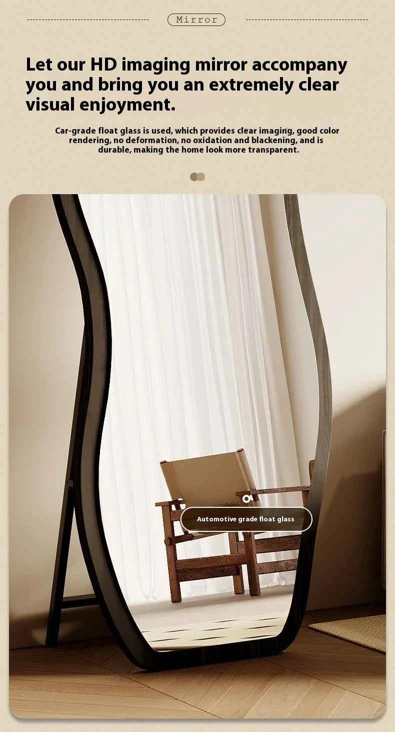 Luxury Chinese Style Full-Length Dressing Mirror Glass Wall-Mountable Floor Mirror for Home Bedroom Living Room Clothing Stores