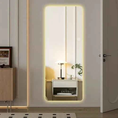 65x21in Full Body Mirror with Lights Full Length Mirror Wall Hanging Type Suitable for Bedrooms, Dimming and 3 Color Lighting