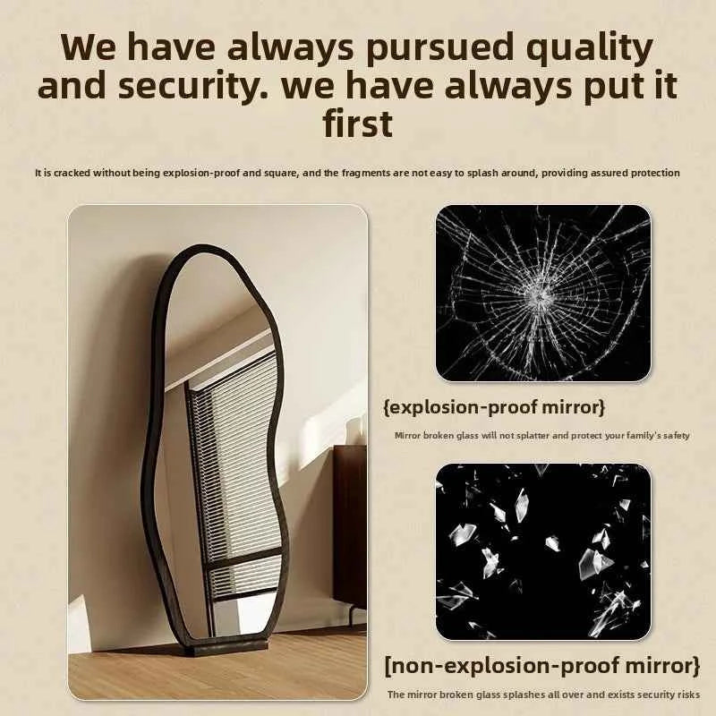 Luxury Chinese Style Full-Length Dressing Mirror Glass Wall-Mountable Floor Mirror for Home Bedroom Living Room Clothing Stores