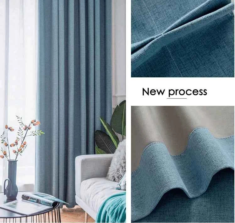Modern 100% blackout curtains for door window thicken linen fabric curtains for bedroom
