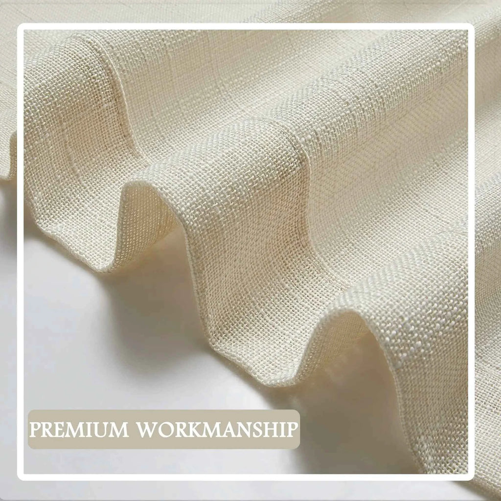 American Style Linen Curtains 100% Polyester Semi Sheer Grey Living Room Woven Plain Solid Cafe Products with Rope From Hua Xin