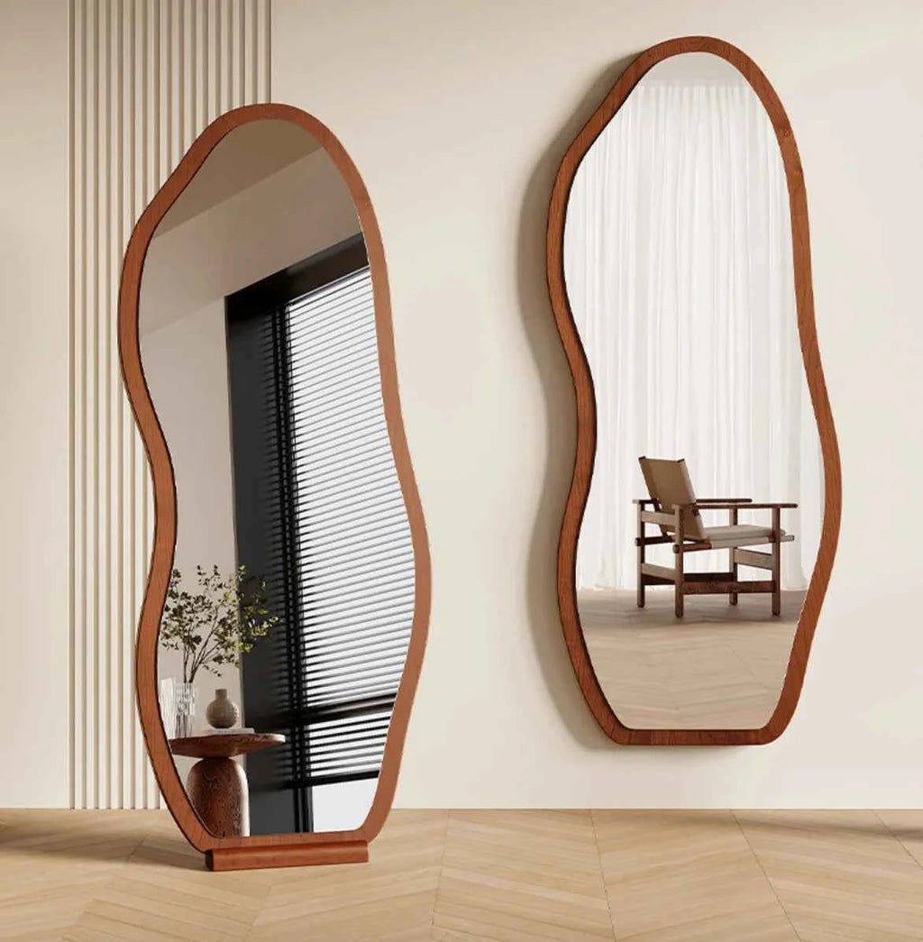 Luxury Chinese Style Full-Length Dressing Mirror Glass Wall-Mountable Floor Mirror for Home Bedroom Living Room Clothing Stores