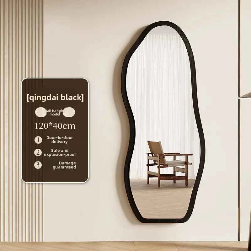 Luxury Chinese Style Full-Length Dressing Mirror Glass Wall-Mountable Floor Mirror for Home Bedroom Living Room Clothing Stores