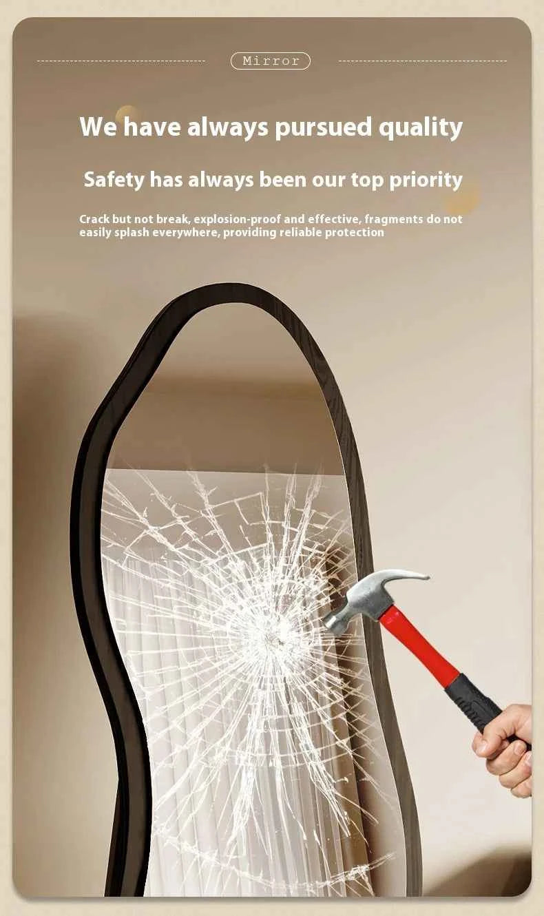 Luxury Chinese Style Full-Length Dressing Mirror Glass Wall-Mountable Floor Mirror for Home Bedroom Living Room Clothing Stores