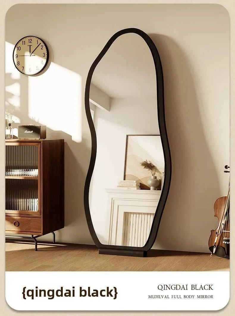 Luxury Chinese Style Full-Length Dressing Mirror Glass Wall-Mountable Floor Mirror for Home Bedroom Living Room Clothing Stores