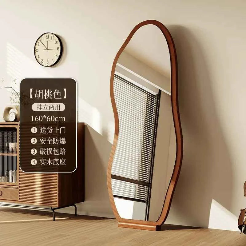 Luxury Chinese Style Full-Length Dressing Mirror Glass Wall-Mountable Floor Mirror for Home Bedroom Living Room Clothing Stores