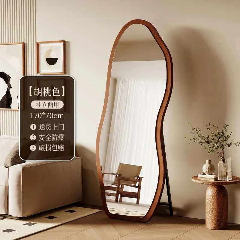 Luxury Chinese Style Full-Length Dressing Mirror Glass Wall-Mountable Floor Mirror for Home Bedroom Living Room Clothing Stores