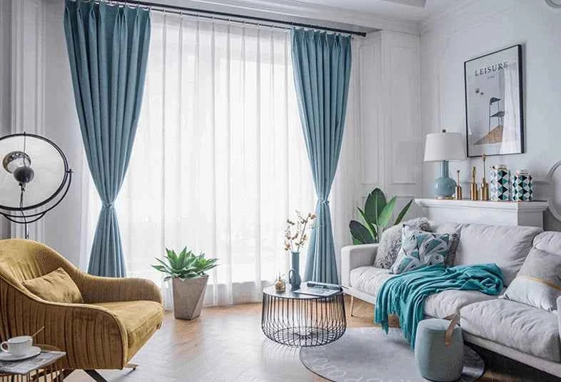 Modern 100% blackout curtains for door window thicken linen fabric curtains for bedroom