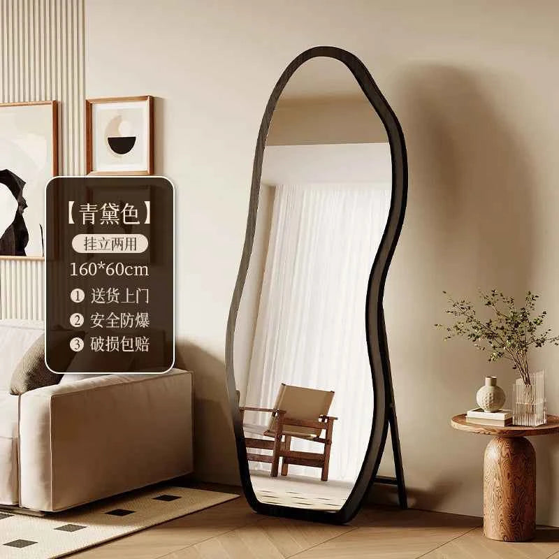 Luxury Chinese Style Full-Length Dressing Mirror Glass Wall-Mountable Floor Mirror for Home Bedroom Living Room Clothing Stores