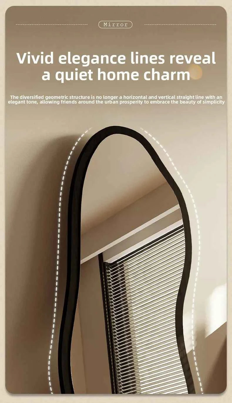 Luxury Chinese Style Full-Length Dressing Mirror Glass Wall-Mountable Floor Mirror for Home Bedroom Living Room Clothing Stores