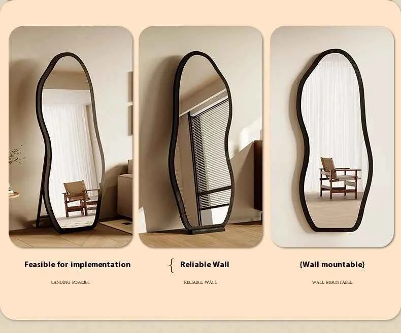 Luxury Chinese Style Full-Length Dressing Mirror Glass Wall-Mountable Floor Mirror for Home Bedroom Living Room Clothing Stores