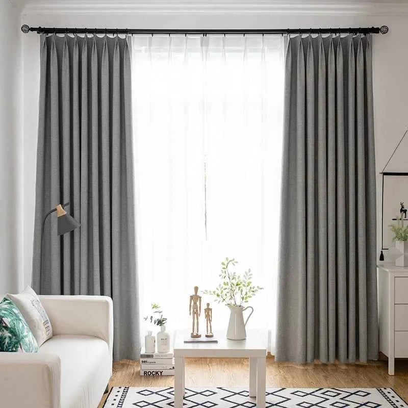 Modern 100% blackout curtains for door window thicken linen fabric curtains for bedroom