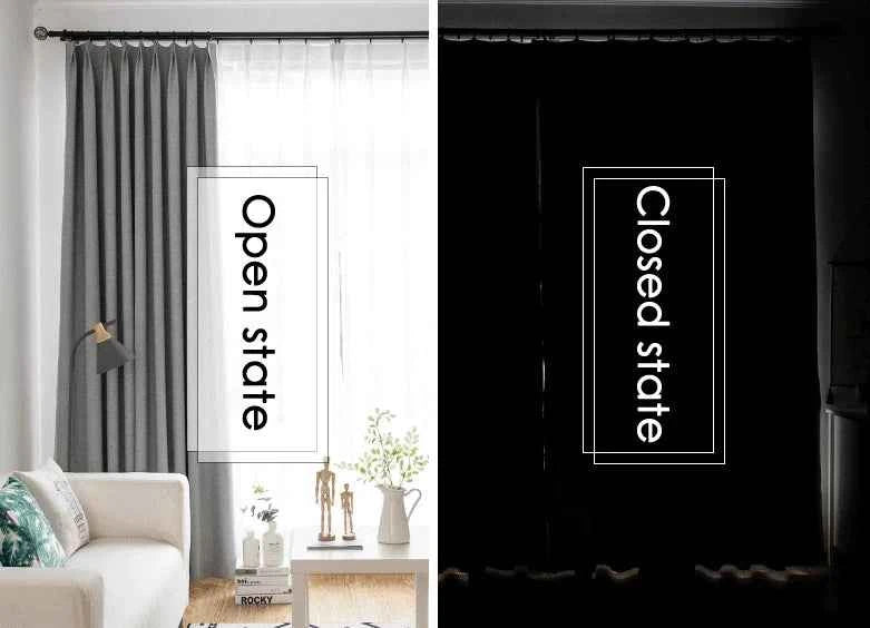 Modern 100% blackout curtains for door window thicken linen fabric curtains for bedroom