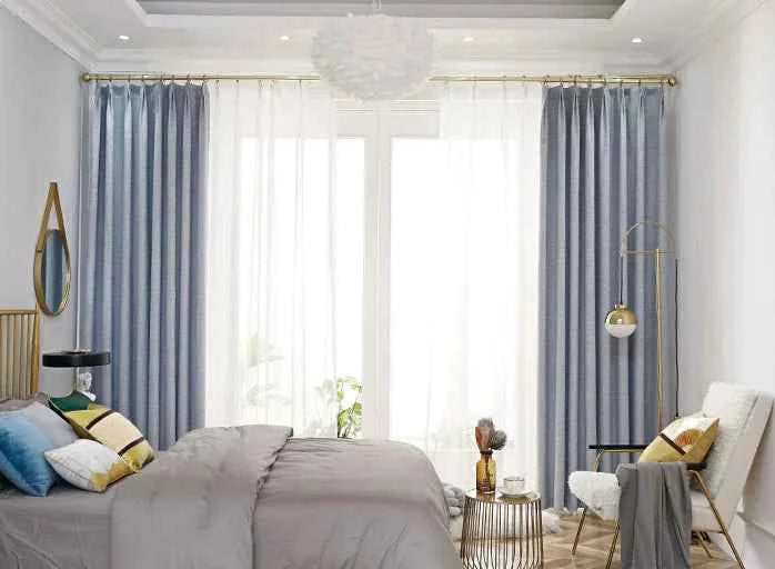 Modern 100% blackout curtains for door window thicken linen fabric curtains for bedroom