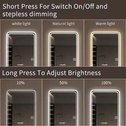 65x21in Full Body Mirror with Lights Full Length Mirror Wall Hanging Type Suitable for Bedrooms, Dimming and 3 Color Lighting