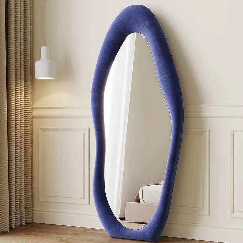 Trendy Cream-Colored Cloud-Shaped Full-Length Dressing Mirror Irregular-Shaped Framed Glass for Home Bedroom Decor for Clothing