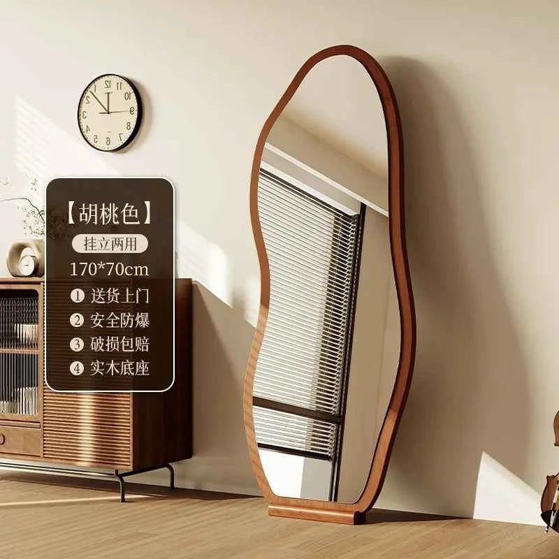 Luxury Chinese Style Full-Length Dressing Mirror Glass Wall-Mountable Floor Mirror for Home Bedroom Living Room Clothing Stores