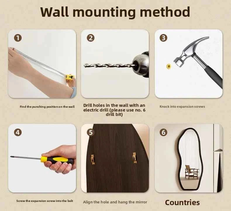 Luxury Chinese Style Full-Length Dressing Mirror Glass Wall-Mountable Floor Mirror for Home Bedroom Living Room Clothing Stores