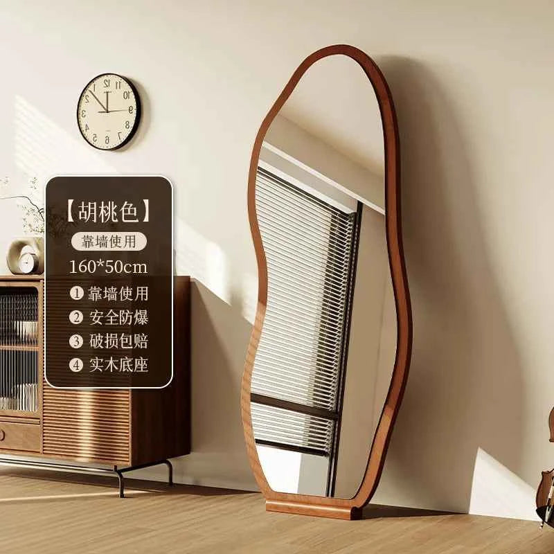 Luxury Chinese Style Full-Length Dressing Mirror Glass Wall-Mountable Floor Mirror for Home Bedroom Living Room Clothing Stores