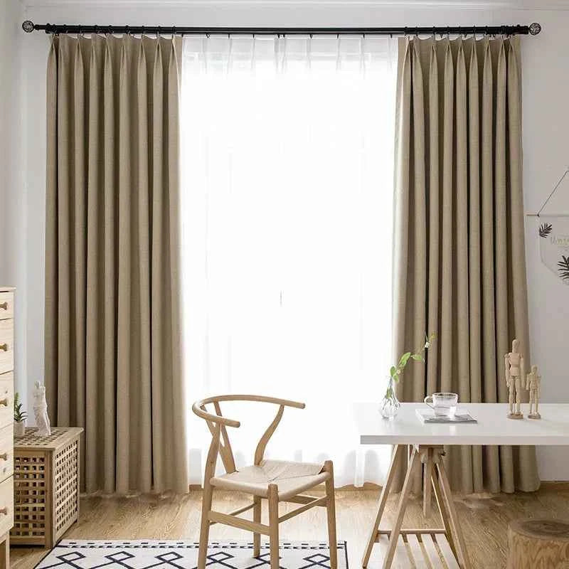Modern 100% blackout curtains for door window thicken linen fabric curtains for bedroom