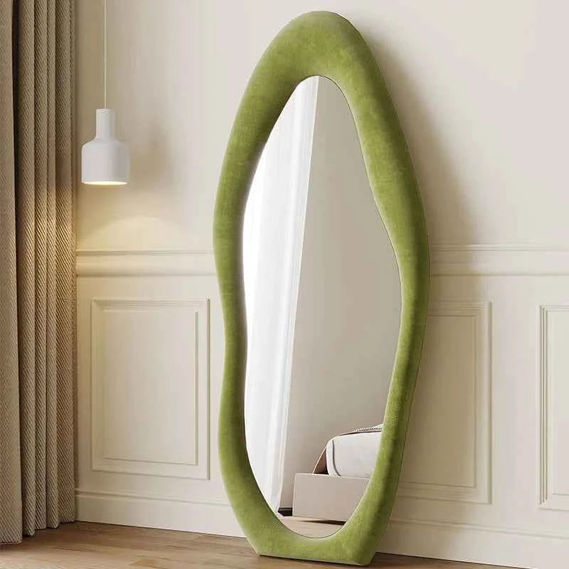 Trendy Cream-Colored Cloud-Shaped Full-Length Dressing Mirror Irregular-Shaped Framed Glass for Home Bedroom Decor for Clothing