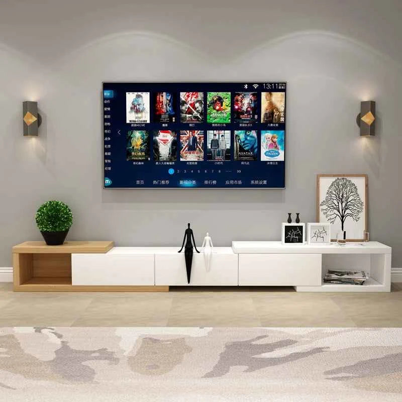 Retractable Modern Tv Stand Hiding Handles Media Cabinet Floor Tv Stand Black High End Mobili Per La Casa Home Furniture