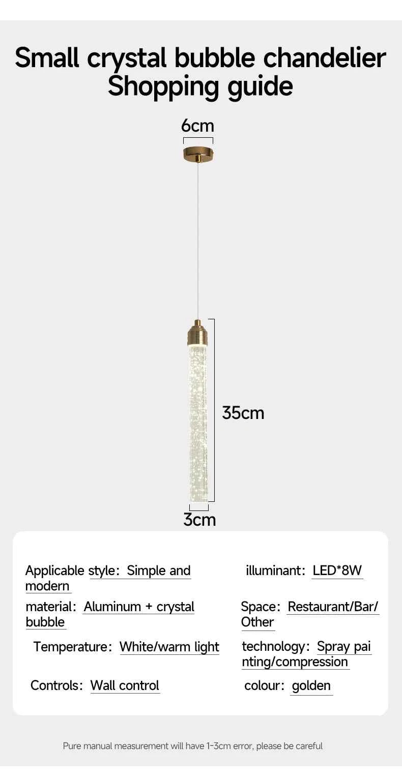 Luxury Crystal Pendant Light with Gold Fixtures Crystal Hanging Lamp  for Living Room Bedroom Dining Room Modern Home Decor