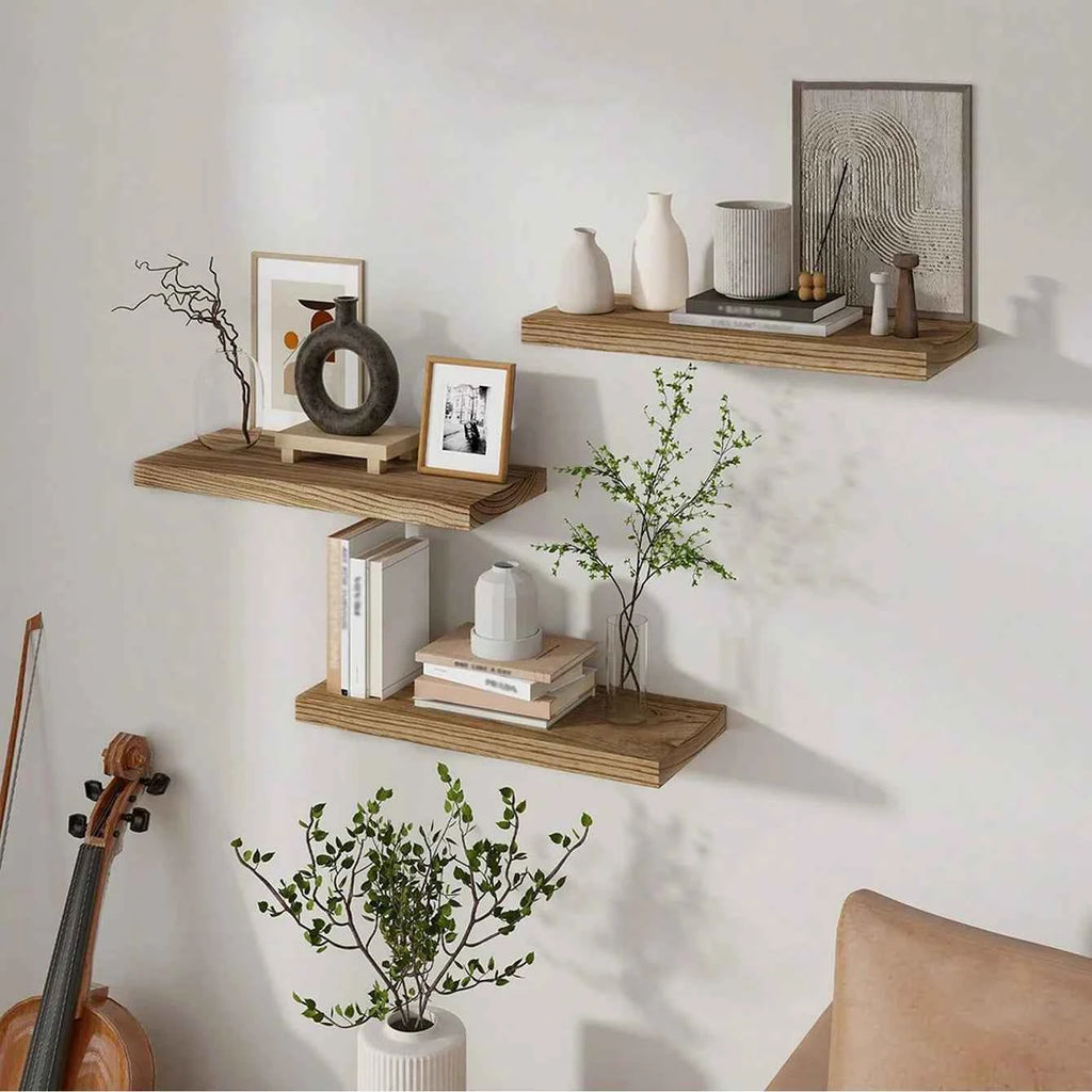 Wooden Floating Wall Shelf Art Storage Rack Rustic Wood Shelves For Wall Storage Wall Hanging Shelf Bedroom Home Decorations 1PC
