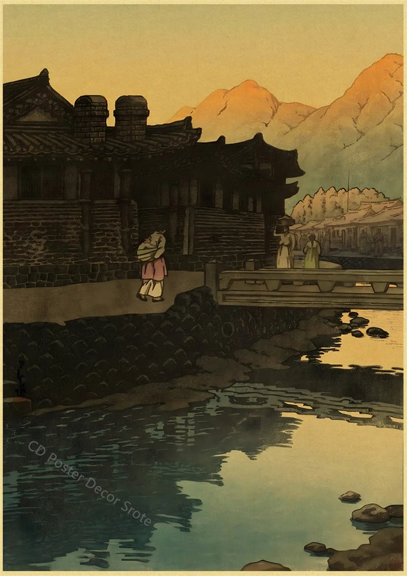 Japanese Vintage Landscapes Posters Traditional Scenery Retro Prints Art Wall Paintings Room Home Bar Restaurant Decor Picture