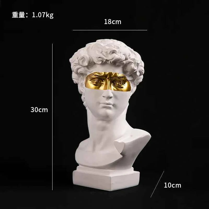 European Home Decoration David Head ResinStatues Statues Home Decor  Modern Abstract Art  Bust Sculpture Art Sketch Practice