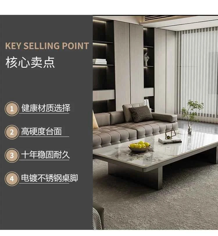 Modern Minimalist Coffee Table - Unique Italian Simple Side Table for Bedroom and Home Furniture