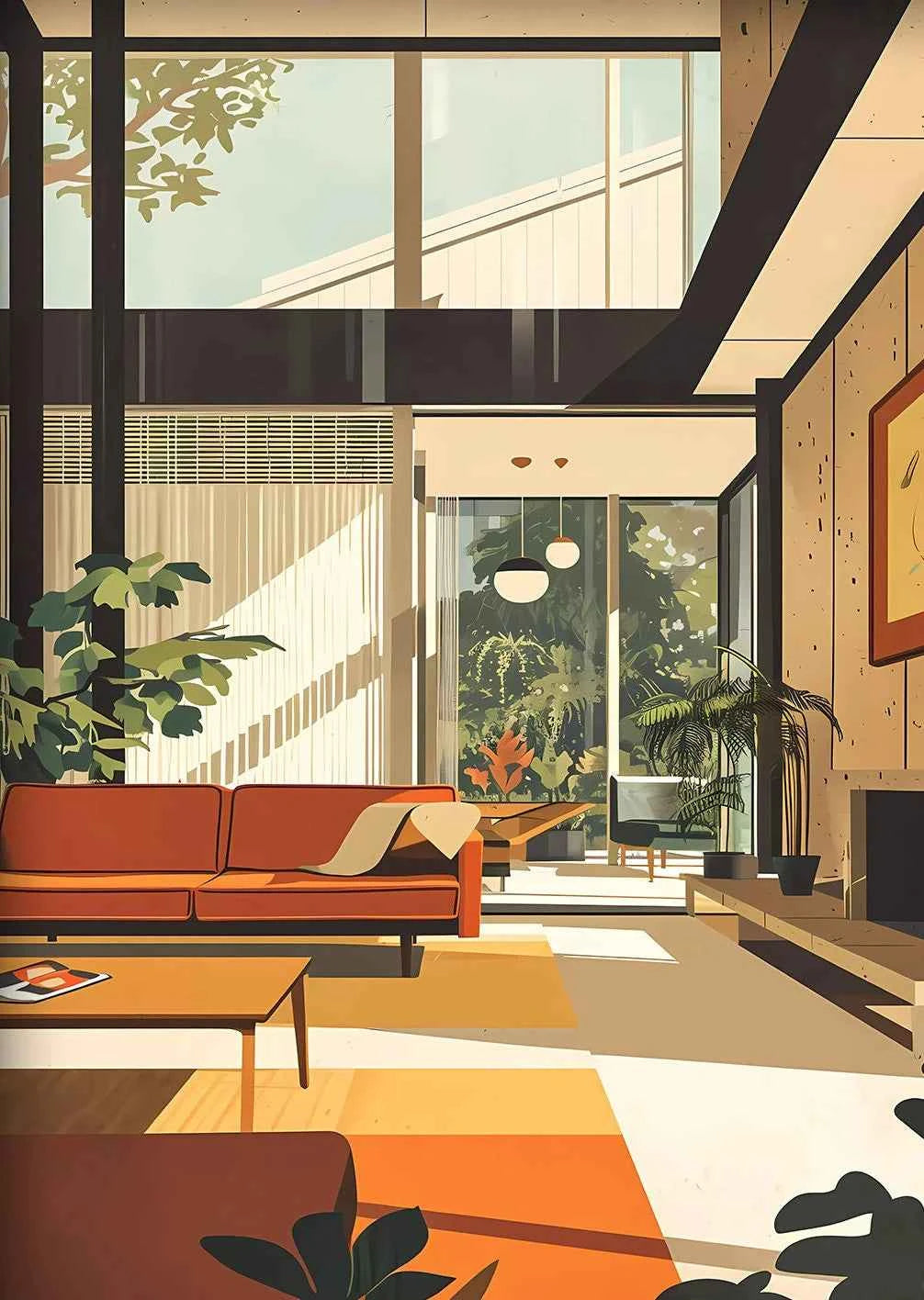 Fallingwater House Poster - Minimalist Bauhaus Classic Architecture Canvas Painting Wall Art for Living Home Decor