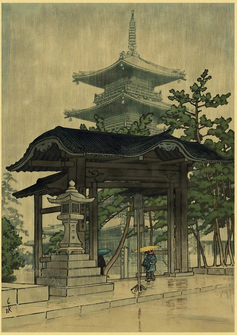 Japanese Vintage Landscapes Posters Traditional Scenery Retro Prints Art Wall Paintings Room Home Bar Restaurant Decor Picture