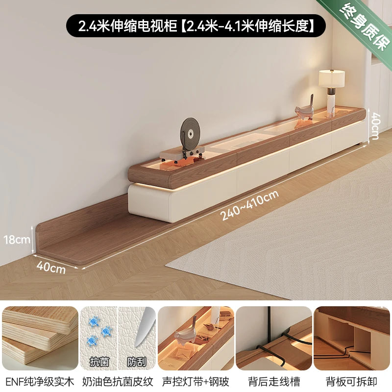 Modern Wood TV Stand with Adjustable Glass for Luxury Farmhouse Living Room and Home Accessories