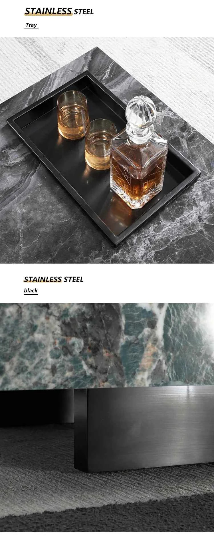 Living room furniture Italian design square coffee table light luxury marble coffee table stainless steel base coffee table