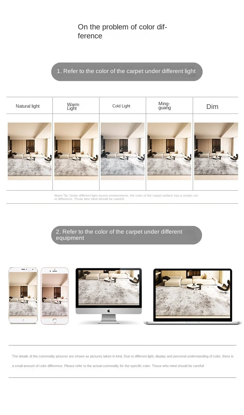 VIKAMA Nordic Carpet Living Room Mat - Modern Simple Luxury Full Blanket for Bedroom and Home Decoration