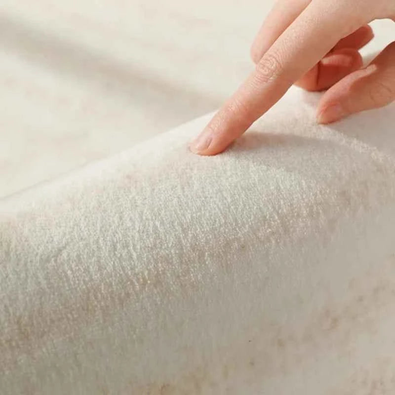 Cream Style Carpets for Living Room Luxury Bedroom Decor Stripe Carpet Irregular Shape Plush Rug Fluffy Soft Washable Thick Mat