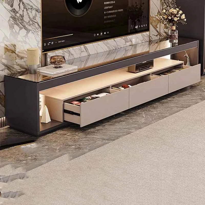 Glas Transparent Tv Table Cabinet Storage Luxury Floor Modern Tv Table Entertainment Center Meuble Television Salon Furnitures