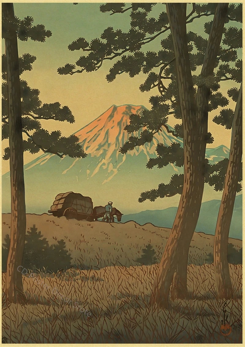 Japanese Vintage Landscapes Posters Traditional Scenery Retro Prints Art Wall Paintings Room Home Bar Restaurant Decor Picture