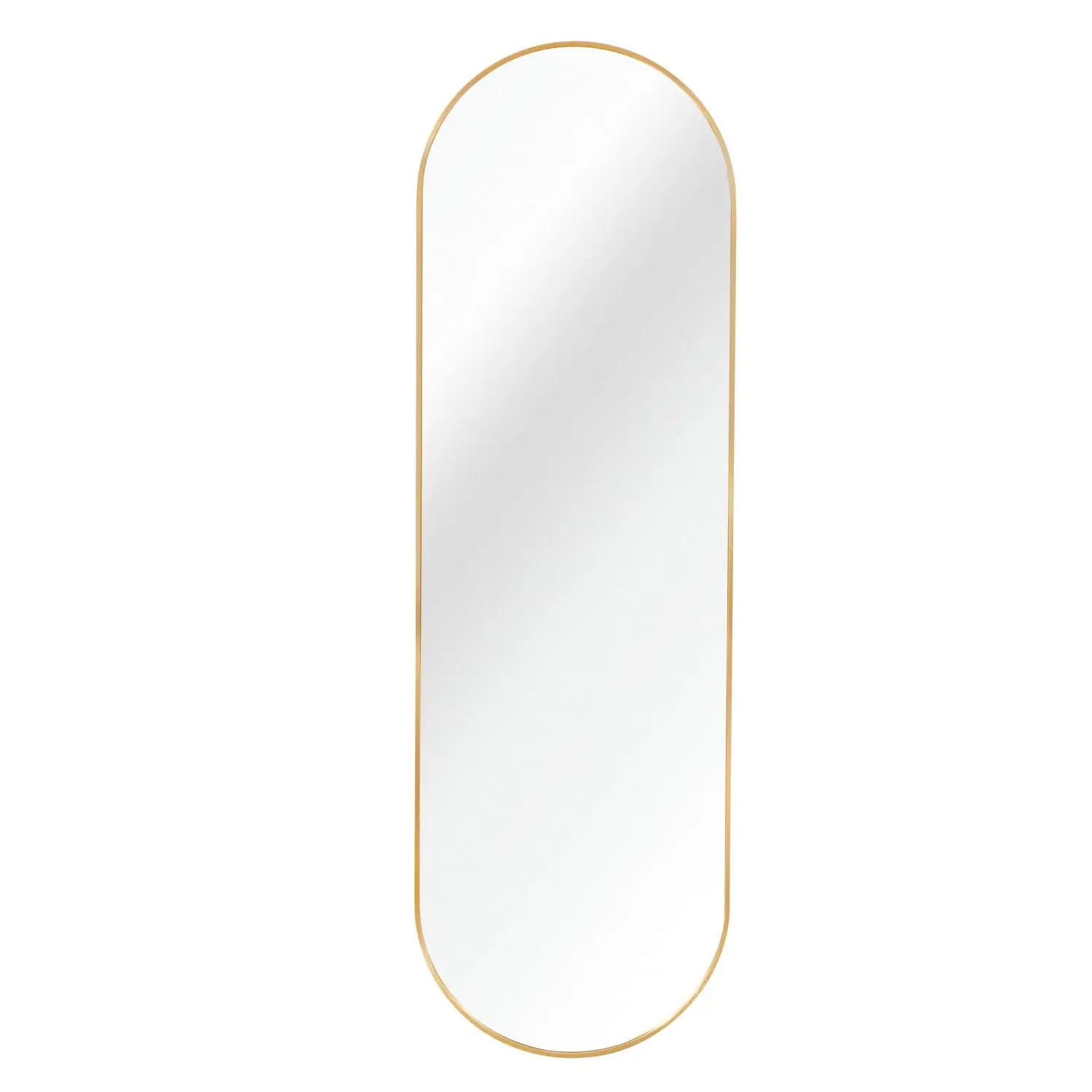 Gold Full-Length Wall Mirror 63 x 20IN Pill Shaped for Bathroom Use