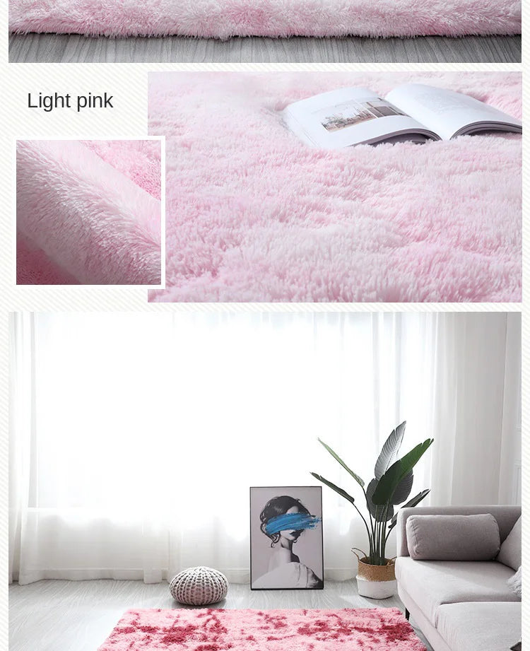 Machine Washable Shaggy Rug for Bedroom - Grey Fluffy Soft Area Carpet with Non-Slip Design