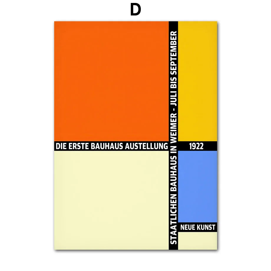 Bauhaus Geometry Canvas Art - Mondrian Gallery Wall Pop Art Poster for Living Room Decor