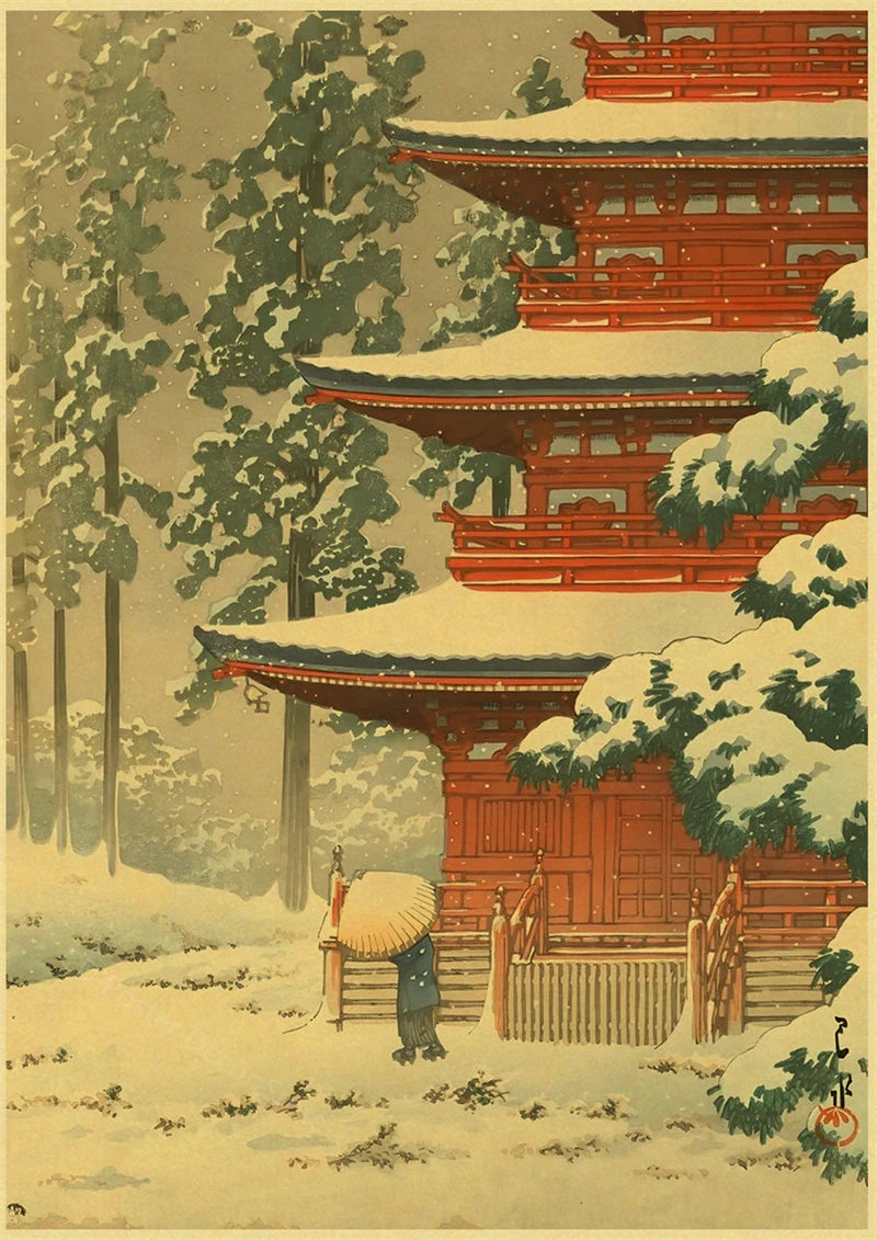 Japanese Vintage Landscapes Posters Traditional Scenery Retro Prints Art Wall Paintings Room Home Bar Restaurant Decor Picture